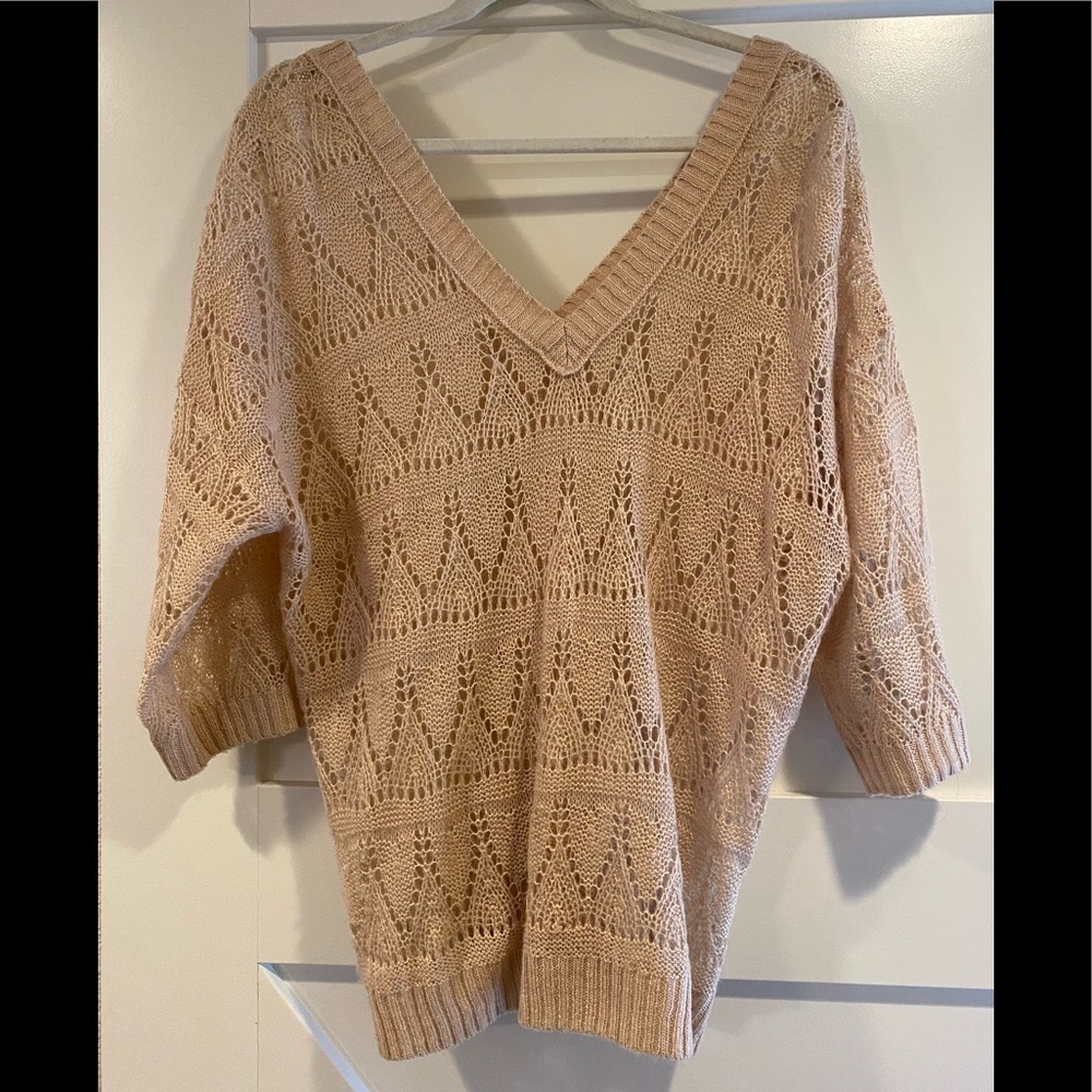 Frenchi beige lightweight sweater with a v-neck